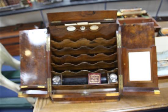 A Victorian walnut stationery cabinet, 15in.